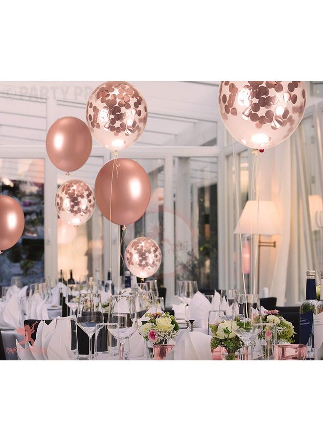 Rose Gold Balloons -18Pcs Set For Birthday Decoration Items | Balloons For Birthday | Latex Balloons For Decoration | Confetti Balloons Rose Gold | Confetti Balloons For Decoration