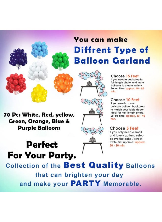 Cardstock Rainbow Theme Birthday Balloons-Pack Of 73 Birthday Decoration Items|Multicolor Balloon Decoration For Birthday|Birthday Decoration Items For Kids|Rainbow Balloons For Birthday