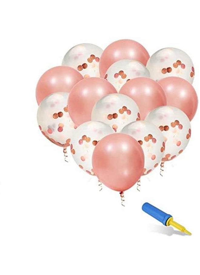 Pack Of 66 Pcs Rose Gold Happy Birthday Foil Banner Decoration Items Kit Set With Metallic Balloons Confetti,Star Foil Balloons And Foil Curtains For Kids Girls
