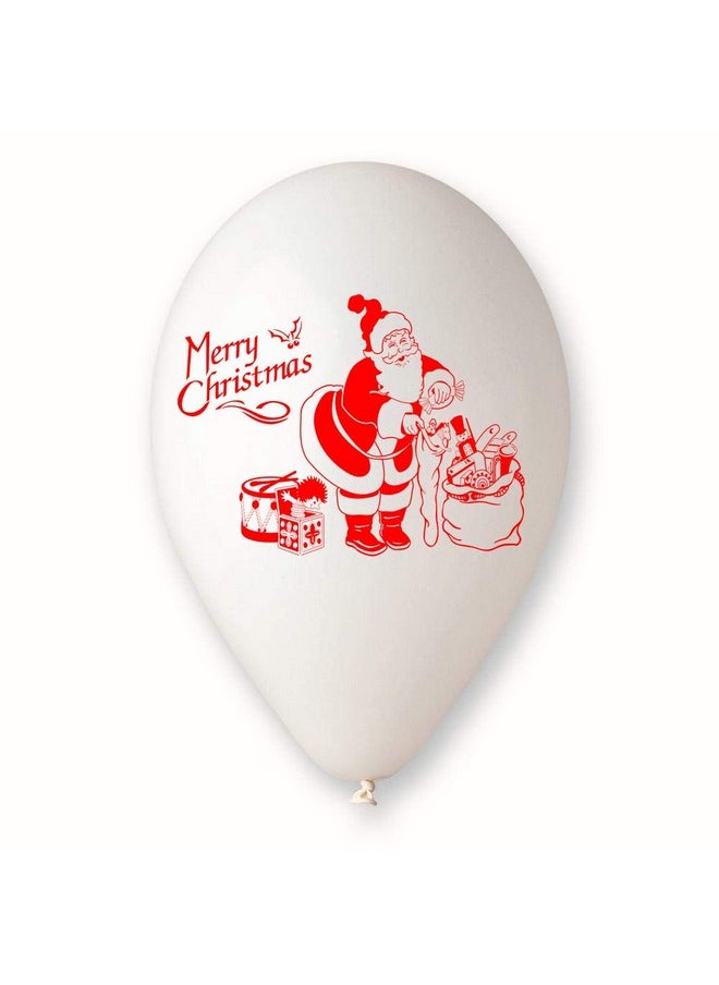 100 Pcs Christmas Decorations Items Balloons For Party Decorations, Red White And Green Latex Balloons For Christmas Party Supplies Favors, Santa Balloon Decoration Printed Balloons