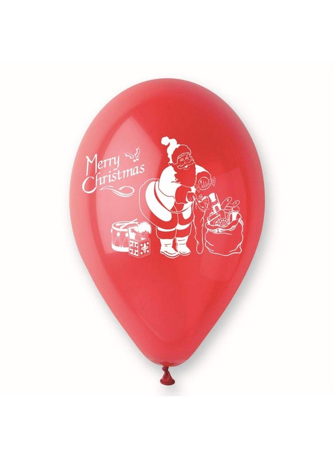 100 Pcs Christmas Decorations Items Balloons For Party Decorations, Red White And Green Latex Balloons For Christmas Party Supplies Favors, Santa Balloon Decoration Printed Balloons