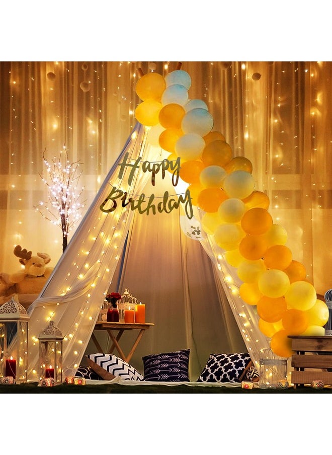 Birthday Decoration Items - 26 Pcs, Happy Birthday Decoration Items For Husband Wife | Cabana Tent For Birthday Decorations Girls Boys | White Golden Balloons For Decoration With White Net