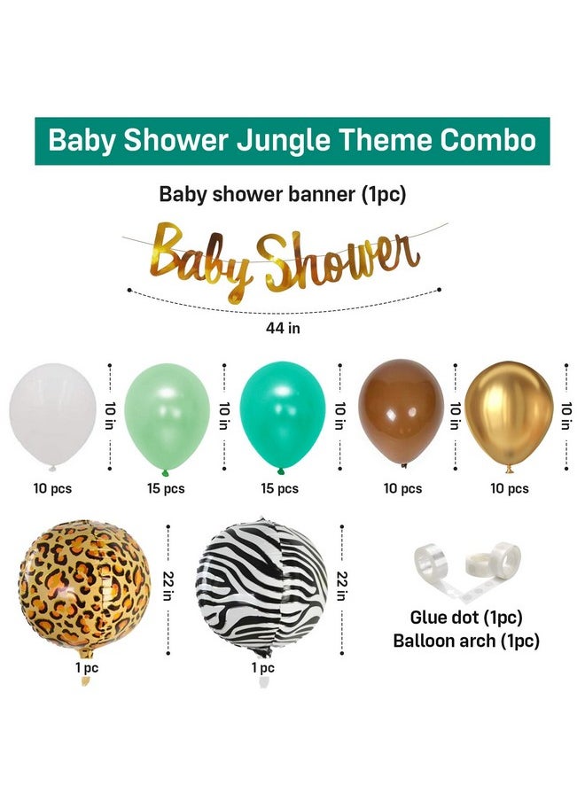 Baby Shower Decoration Items - 65Pcs | Jungle Theme Decoration | Mom To Be Decoration Items | Baby Shower Balloons | Baby Shower For Mom To Be | Baby Shower Banner (Cardstock, Latex, Foil)