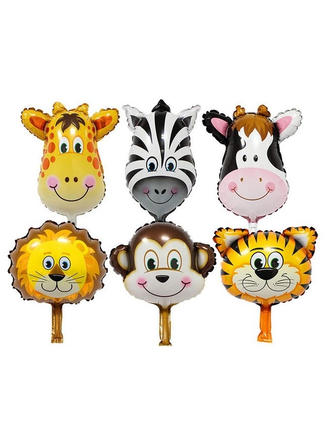 Jungle Theme Foil Balloons - Set Of 6Pcs | Animal Theme Birthday Party Decorations | Birthday Decoration Items For Girls And Boys | Animal Foil Balloons | Balloon Decoration For Birthday