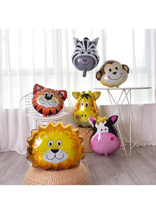 Jungle Theme Foil Balloons - Set Of 6Pcs | Animal Theme Birthday Party Decorations | Birthday Decoration Items For Girls And Boys | Animal Foil Balloons | Balloon Decoration For Birthday