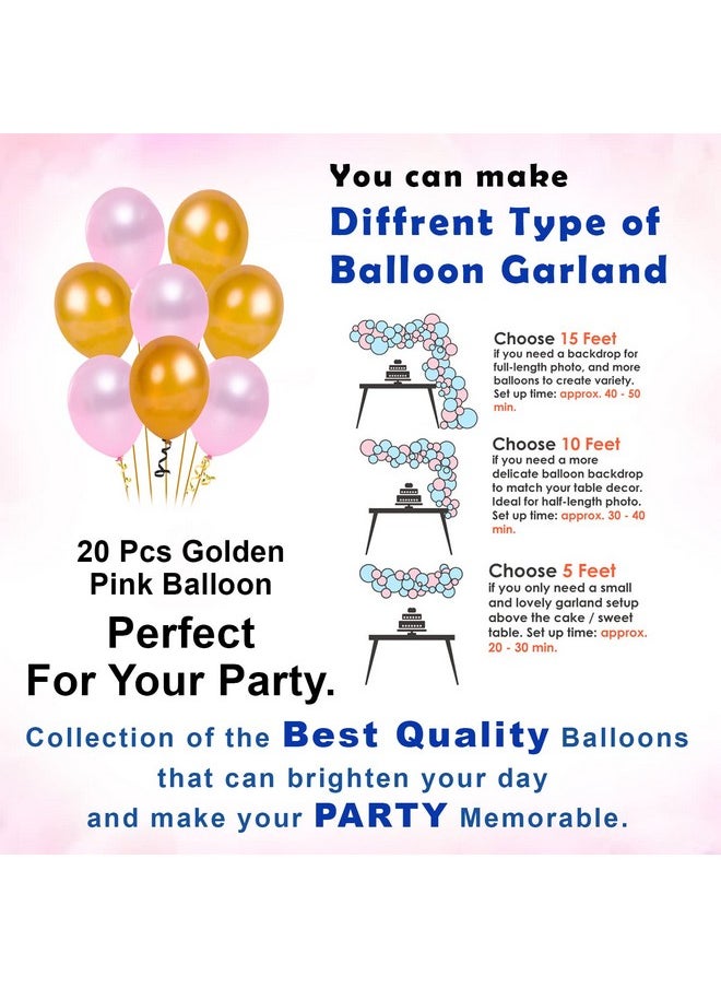 Birthday Decoration Items - 26 Pcs, Canopy Tent For Decoration | Happy Birthday Decoration With Led Light, White Net Curtain, Glue Dot, Balloon Arch, Pink, Golden Balloons | Bday Decor