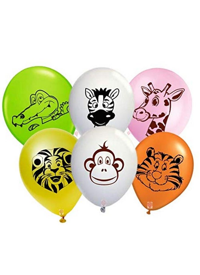 Rubber Pack Of 60 Jungle Safari Theme Balloons For Animal Theme Birthday Party Supplies - Multicolor For Jungle Animal Themed Birthday Decoration