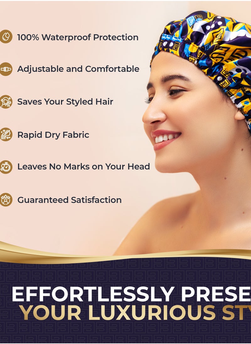 BEAUXSOI PREMIUM DRY & SHIELD SET - Quick-Dry Microfiber Hair Towel & Advanced Waterproof Satin Shower Cap - Anti-Frizz silk bonnet - microfiber towel wrap - hair accessories for women