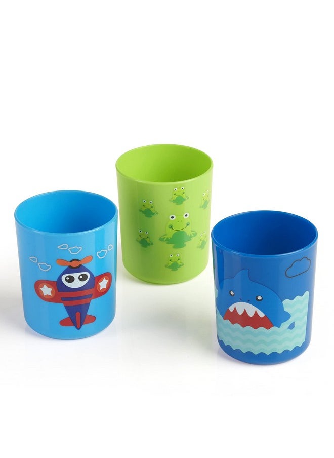 Boo Boo Cup For Kids, 100% Bpa Free, Training Cup Set For Baby/Toddlers, Unbreakable 3Pcs Baby Tumbler Glass Set, 240 Ml, 8 Oz.(Blue & Green, 18M+)