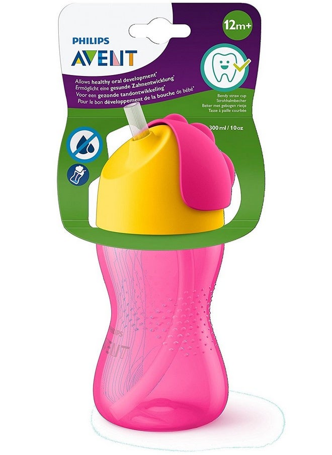 Philips Glass My Bendy Straw Cup 300Ml/10Oz (12M+) (Pink)