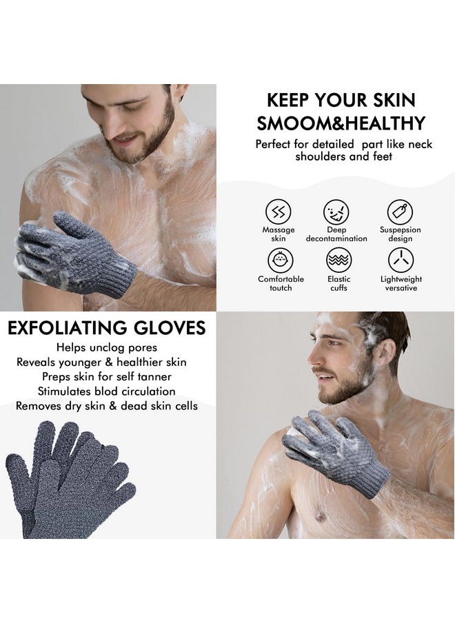 2 Pairs Exfoliating Gloves,Shower Gloves For Women Men,Wash Gloves For Shower,Deep Cleansing Exfoliating Mitt Bath Glove Wash Dead Skin Remover Exfoliating Body Scrubber(Multicolour)