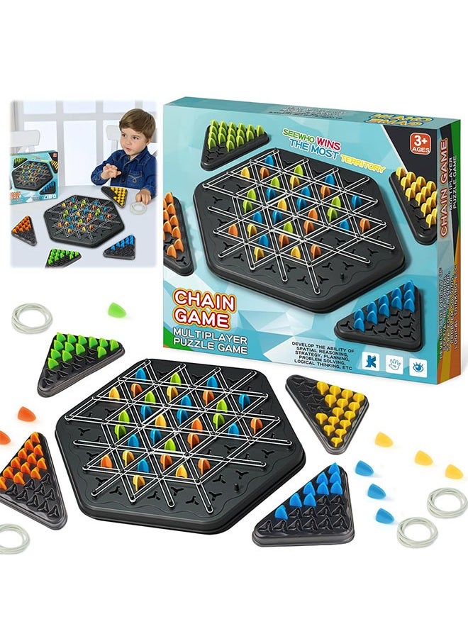 Chain Triggle game, interactive triggle board game, chain triangle chess game, triggle game rubber bands, triangle chess board game, triggle board game suitable