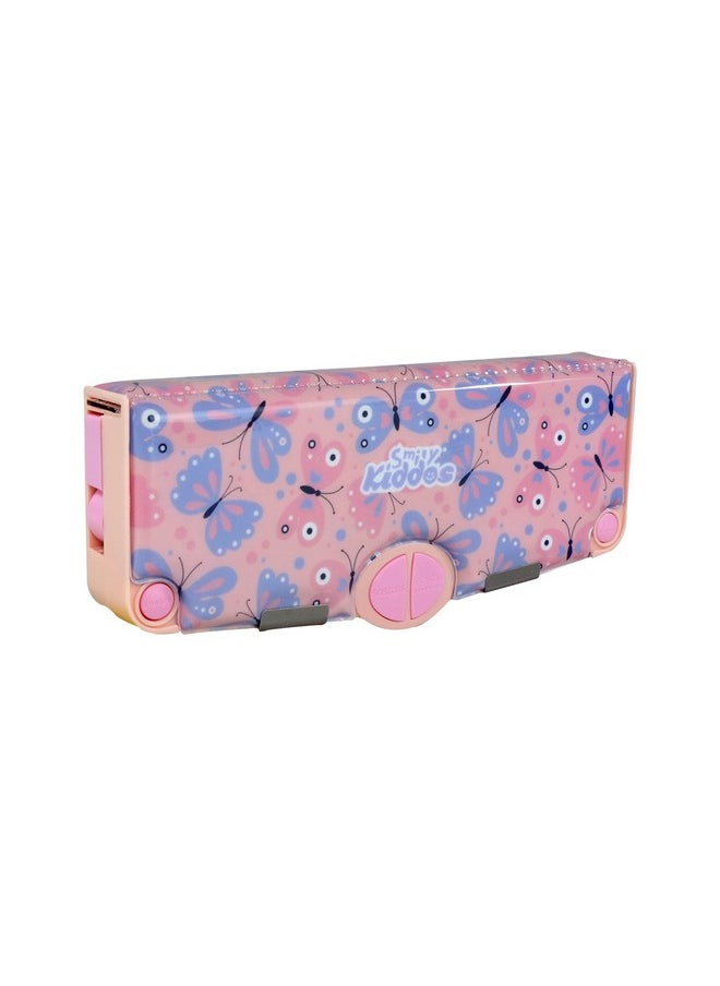 Multi Functional Pop Out Pencil Box For Kids Stationery For Children - Butterfly Theme - Peach