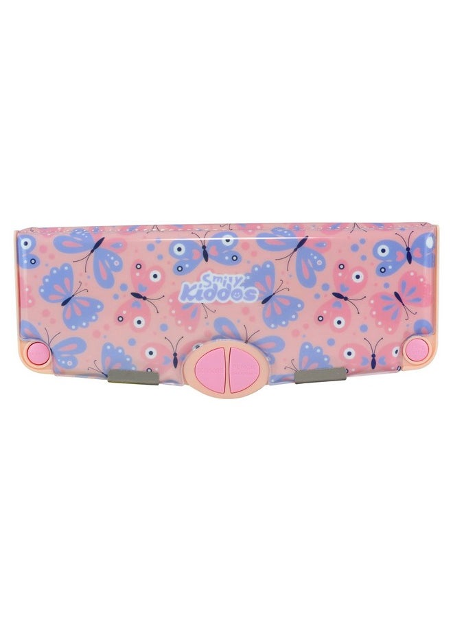 Multi Functional Pop Out Pencil Box For Kids Stationery For Children - Butterfly Theme - Peach