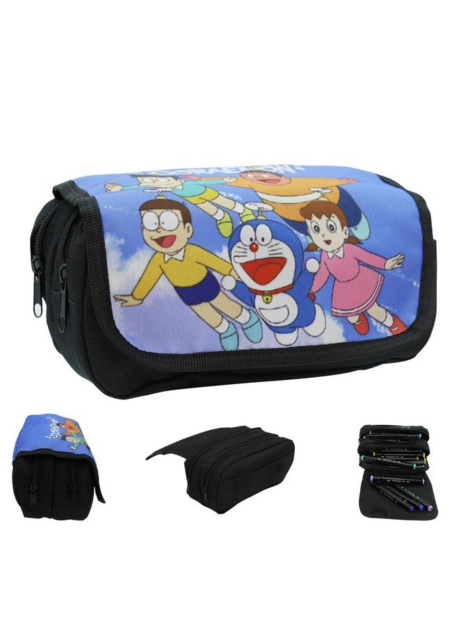 ® Doraemon Pencil Case, Anime Pencil Bag, Cartoon Prints Pen Pouch, Large Capacity Pu Pencil Bag Stationery Organizer, Students Gift Children'S Day Gift School Gift (B)