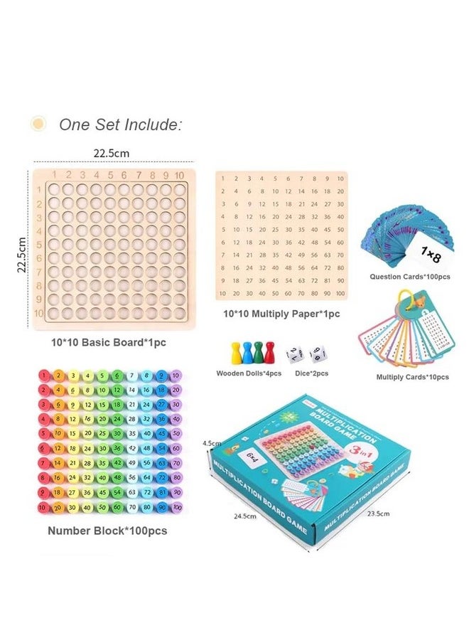 Multiplication Board Game With Flash Cards & Table Recites Learning Toys For 6 + Years Old Boys & Girls Educational Games