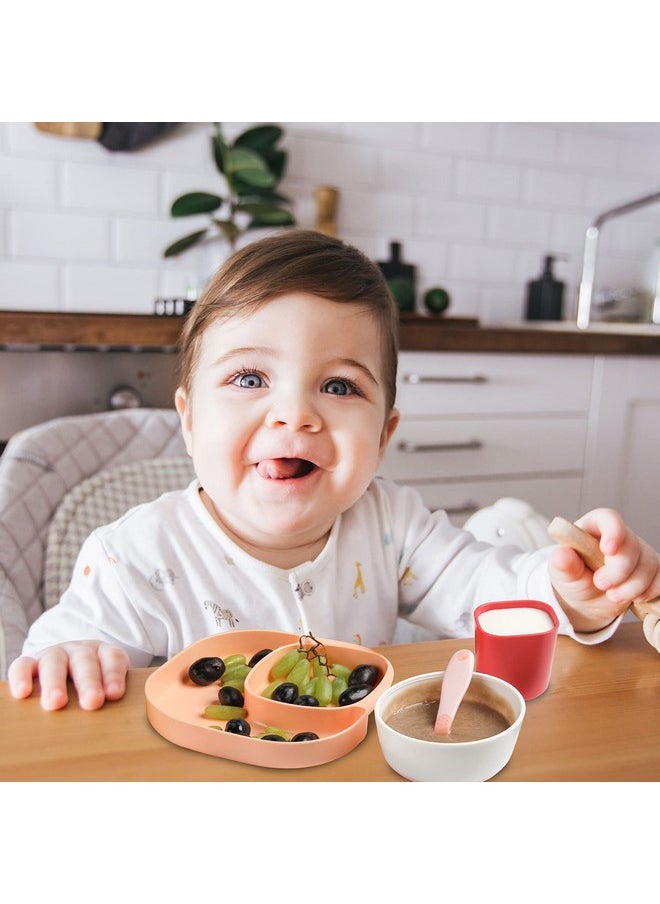 Luv Lap 4 Piece Baby Tableware Meal Set, Plate, Bowl, Tumbler And Spoon For Kids Or Infants, Attractive Colours, Non Toxic, Bpa Free Baby Utensil (Peach & Red) - Glass, Floral