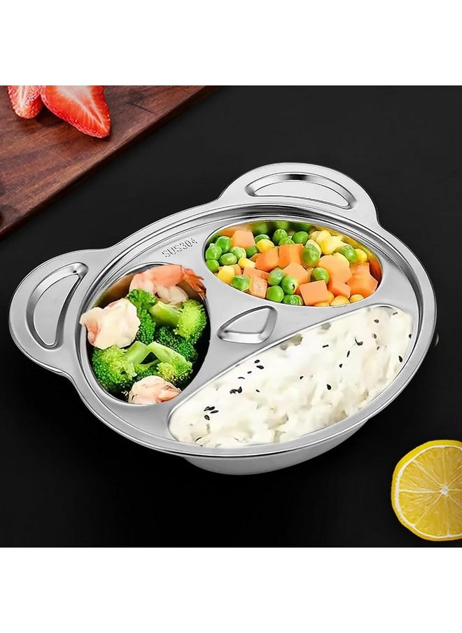 Stainless Steel Divided Meal Plate Tray-3 For Kids, Babies, Toddlers, Baby Feeding Kids Dinner Set With Compartments, Inspiring, Playful Design (Panda)