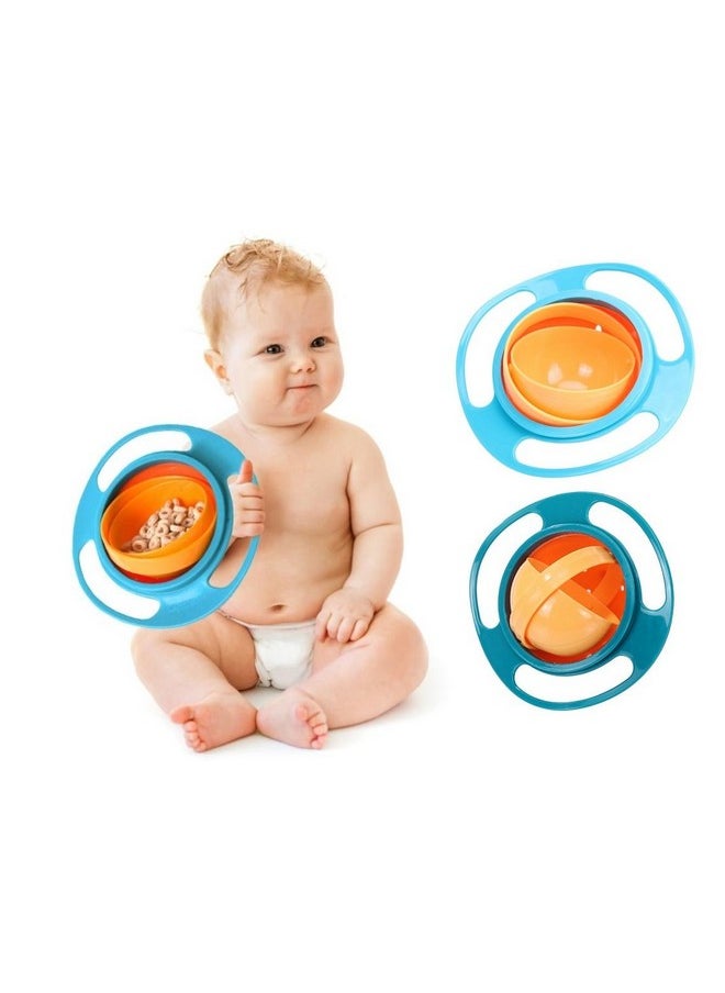 ® Baby Feeding 360 Degree Rotation Spill Proof Food Gyro Bowl/Squeezy Spoon, Assorted - Combo