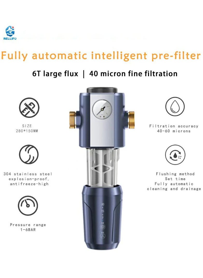 Rotation Fully automatic intelligent timing filtration Touchscreen, Filter，Reusable Whole House Spindown Pre Sediment Water Filter,Purifier for home Drinking Removes Impurities, Sediment From Water, Water Purifiers