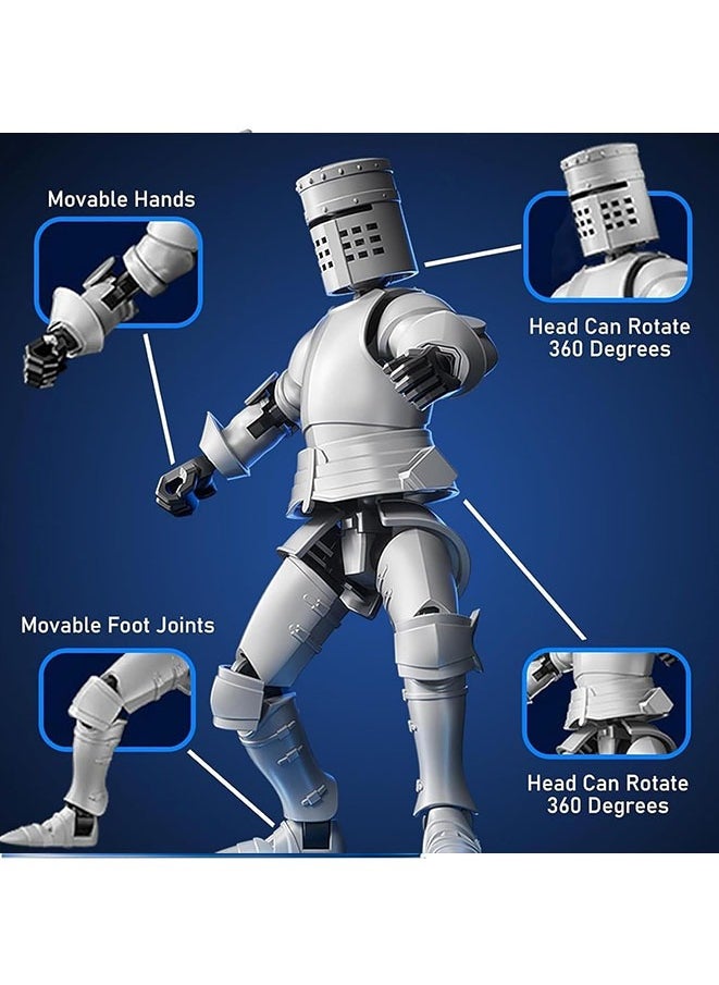 Dummy 13 Robot Action Figure in Armor, Magnetic Lucky 13 T13 Multi-Jointed Figure, T13 Action Figure, T13 Fifth Generation Medieval Knight with Sword And Shields (White)