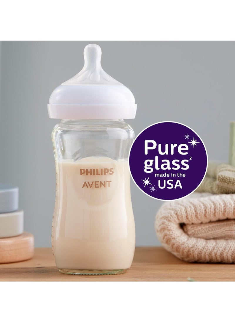 Philips Avent Glass Natural Baby Bottle with Natural Response, 240ml, 2pk