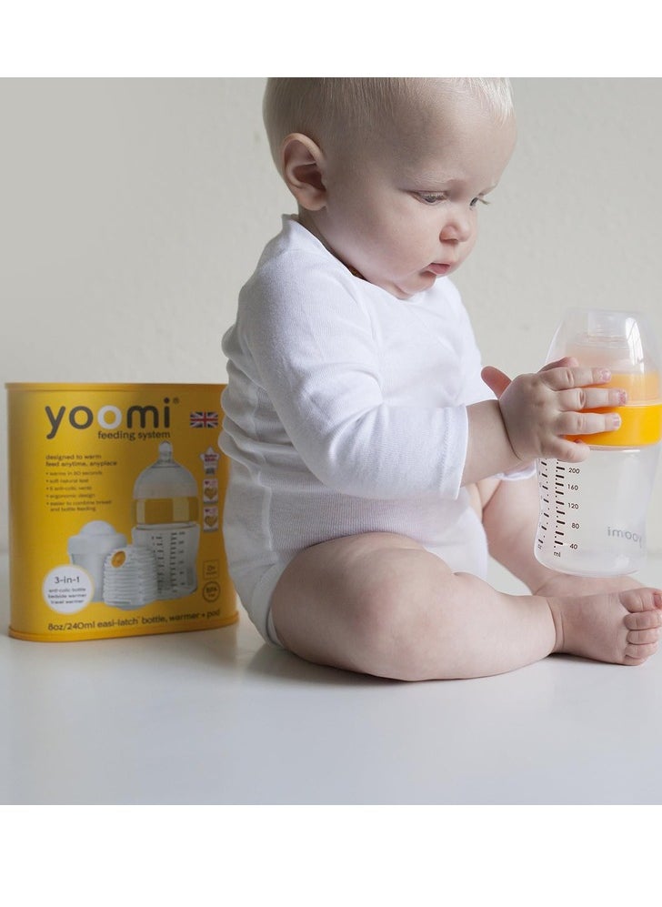 Yoomi Anti-Colic Baby Feeding Bottles (Pack of 2) – 240ml, BPA Free, Soft Teat, 6 Anti-Colic Vents, Wide Neck for Easy Filling & Cleaning, Spill-Free Cap, Ideal for Bottle & Breastfeeding Transition