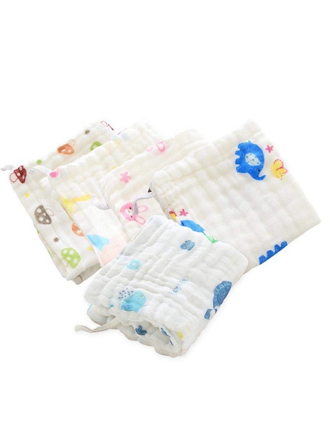 Super Soft Organic Cotton Baby Muslin Wash Cloth/Napkin 6 Layer | Hankies For Baby | 25X25 Cm | (Pack Of 5)