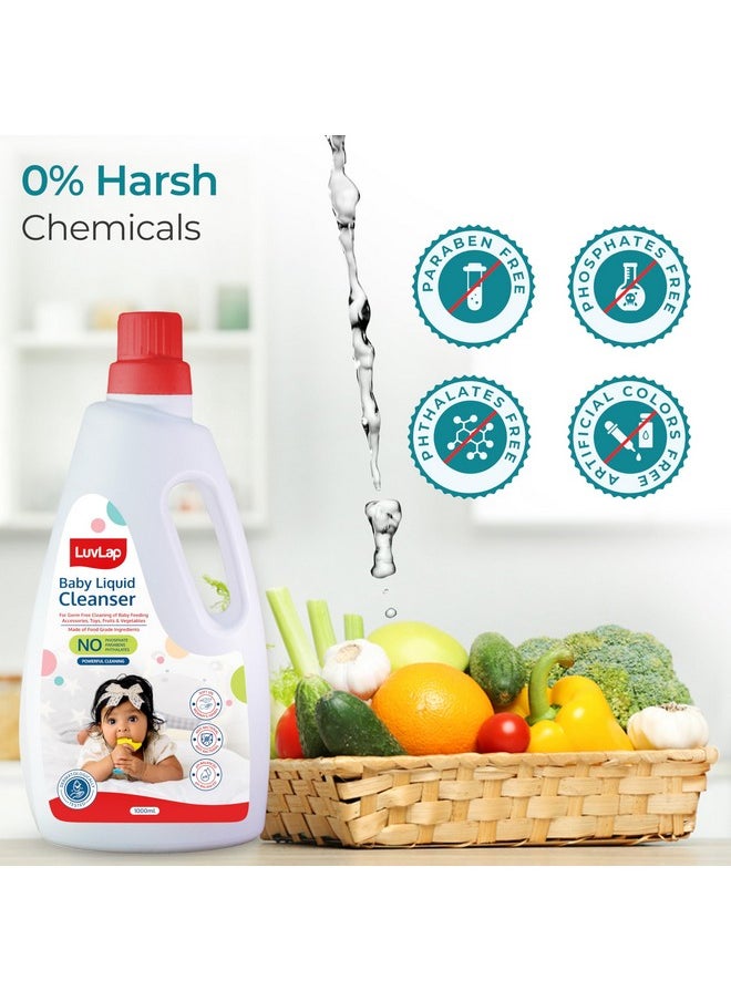 Baby Liquid Cleanser 1000Ml, For Cleaning Feeding Bottle, Cutlery, Toys, Fruits & Vegetables, Kills 99.9% Germs, Ph Balanced Dermatologically Tested Formula, No Harsh Chemicals, Bio-Degradable