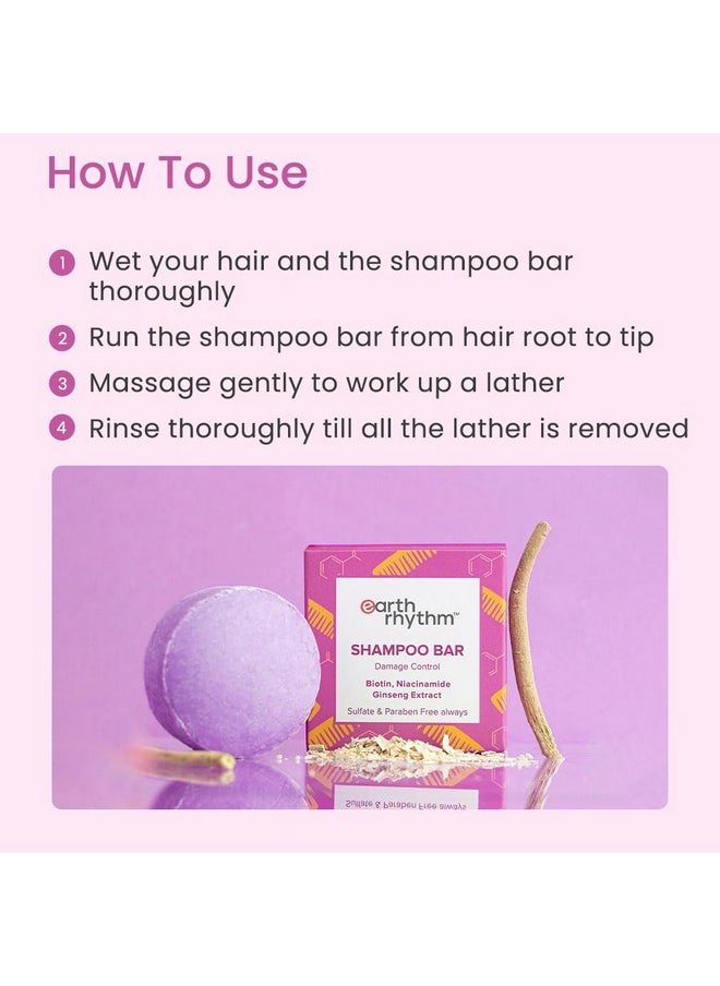 Biotin Shampoo Bar With Niacinamide, Ginseng | Restores Suppleness, Adds Shine, Sulfate & Paraben Free, For Rough & Damage Hair (Cardboard) - 80 Gm