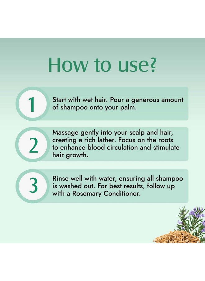 Rosemary Hair Growth Shampoo - Enriched With Rosemary, Green Tea & Caffeine - For All Hair Types - For Men & Women - Sulfate & Paraben Free 200 Ml