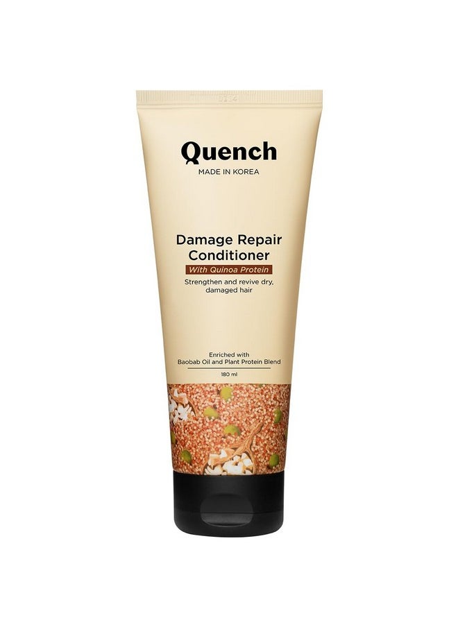 Quench Damage Repair Conditioner With Quinoa Protein & Ceramides For Dry & Damaged Hair | Deeply Conditions & Makes Hair Silky, Smooth | Prevents Split Ends | Made In Korea (180Ml)