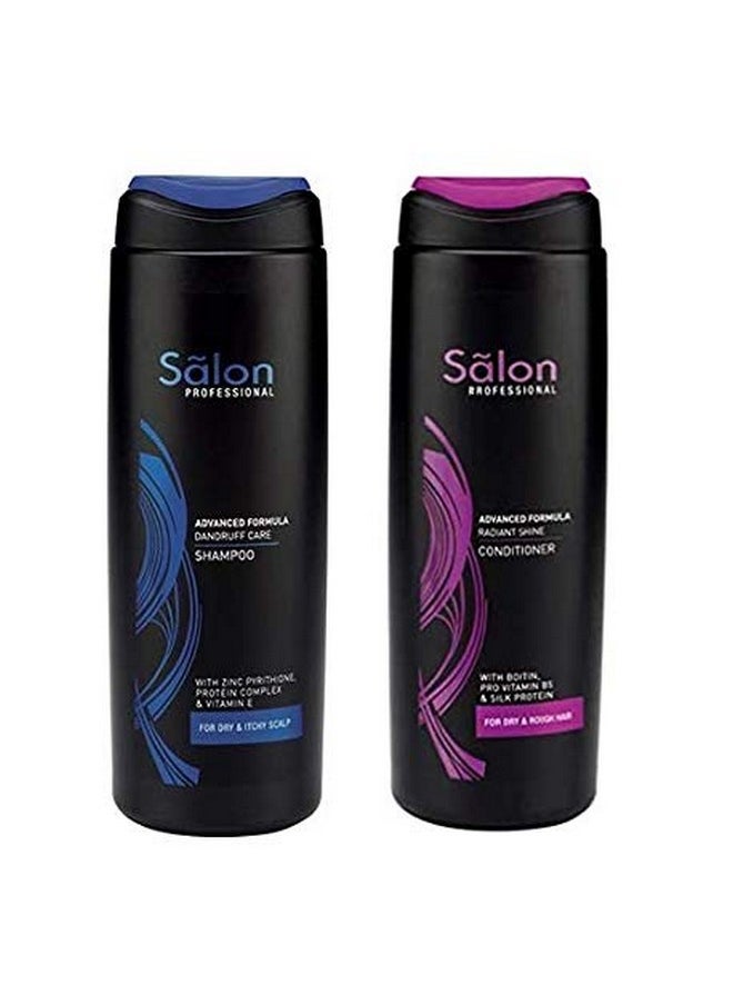 Salon Professional Advanced Formula Dandruff Care Shampoo For Dry & Itchy Scalp With Zinc Pyrithione, Vitamine E & Protein Complex + Conditioner (Combo Pack) 200Ml Each + Hairpin Free