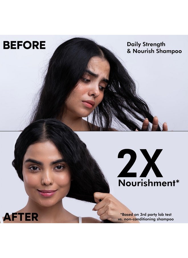 Daily Strength & Nourish Shampoo + Hair Fall Arrest Conditioner | Nourishes, Conditions Hair | Controls Hairfall, Frizziness | Rice Water Shampoo, Onion Bhringraj Conditioner | 370Ml+180Ml