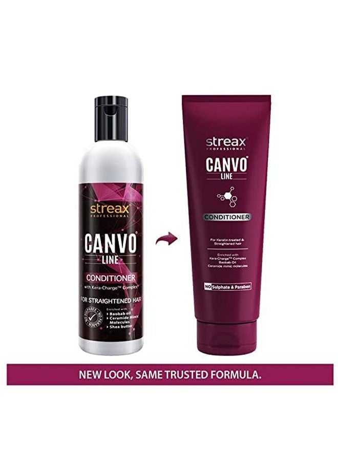 Professional Canvoline Complete Hair Care Combo For Straightening Hair (Streax Canvoline Shampoo 300Ml + Conditioner 240Ml + Serum 100Ml) Pack Of 3