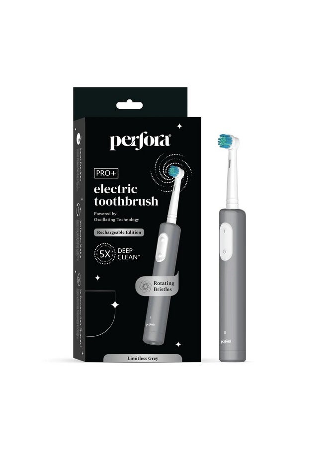 Pro+ Oscillating Electric Toothbrush | 2 Years Warranty | Electric Toothbrush Rechargeable, Electric Brush, Toothbrush Electric Adult, 8800 Rpm, 1 Mode, 2 Min Auto Timer (Limitless Grey)