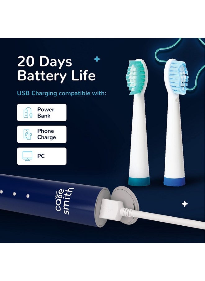 Spark Rechargeable Electric Toothbrush | 6 Operating Modes | 40000 Vibrations Per Minute | 2 Brush Heads (Blue)