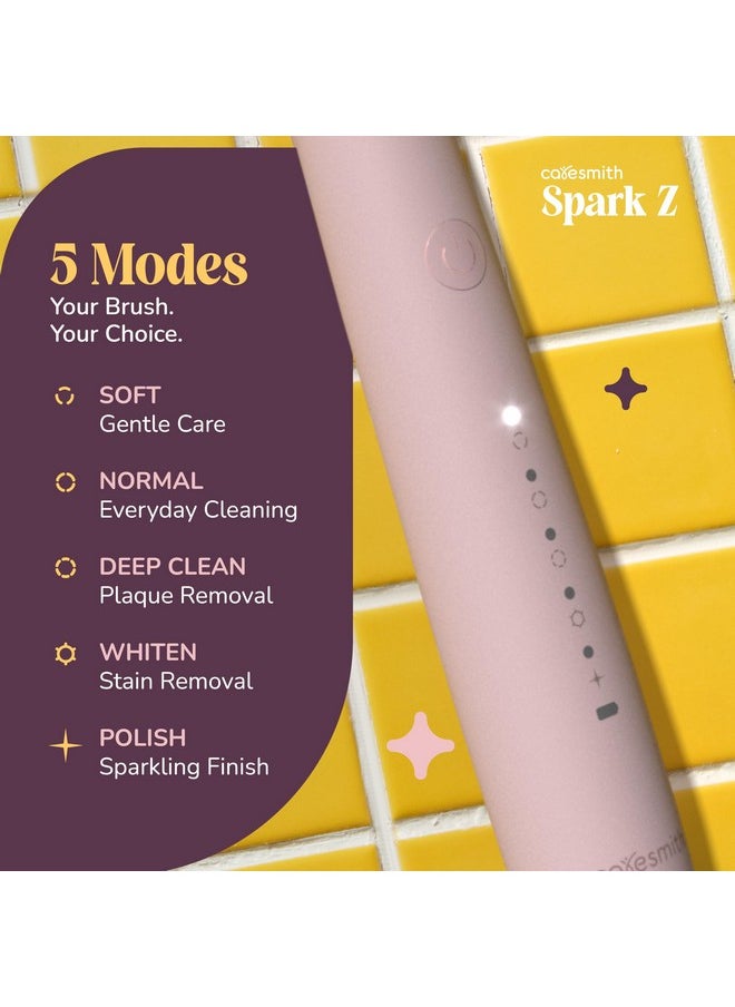 Spark Z Electric Toothbrush | 3 Brush Heads With Cover | 35000 Sonic Vibrations | Toothbrush Electric Adult | Electric Toothbrush For Men & Women | Usb Type C | (Sunset Pink) Ipx7 Waterproof