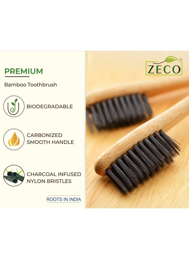 Premium Oral Care Bamboo Brush Toothbrush For Adults, Pack Of 4 Tooth Brush Soft Bristle Adults, Charcoal Infused For Deep Cleaning, Ergonomic Handle For Comfort, Tooth Brush Combo Pack Offer