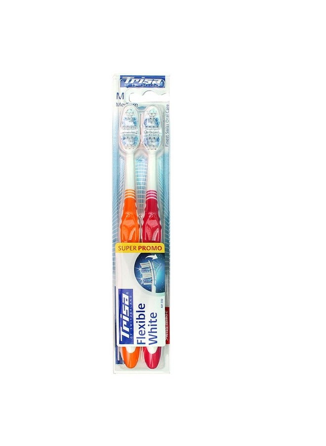 Flexible White Medium Toothbrush Pack Of 2 (Assorted Color)