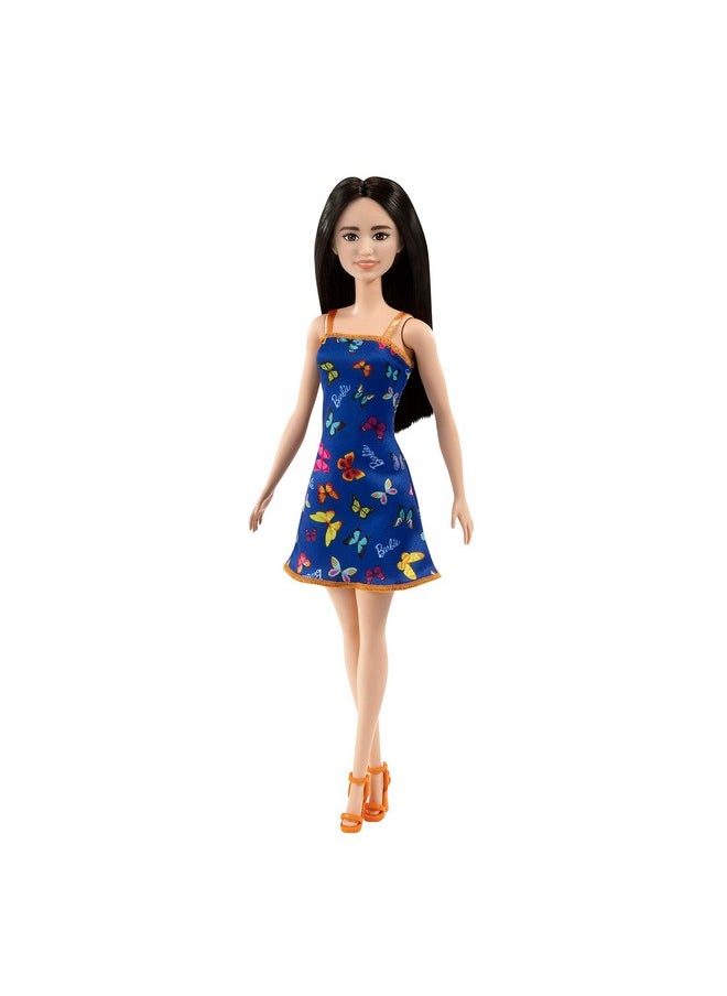 Doll (11.5 Inches) With Colorful Butterfly Logo Print Blue Dress & Strappy Heels, Great Gift For Ages 3 Years Old & Up