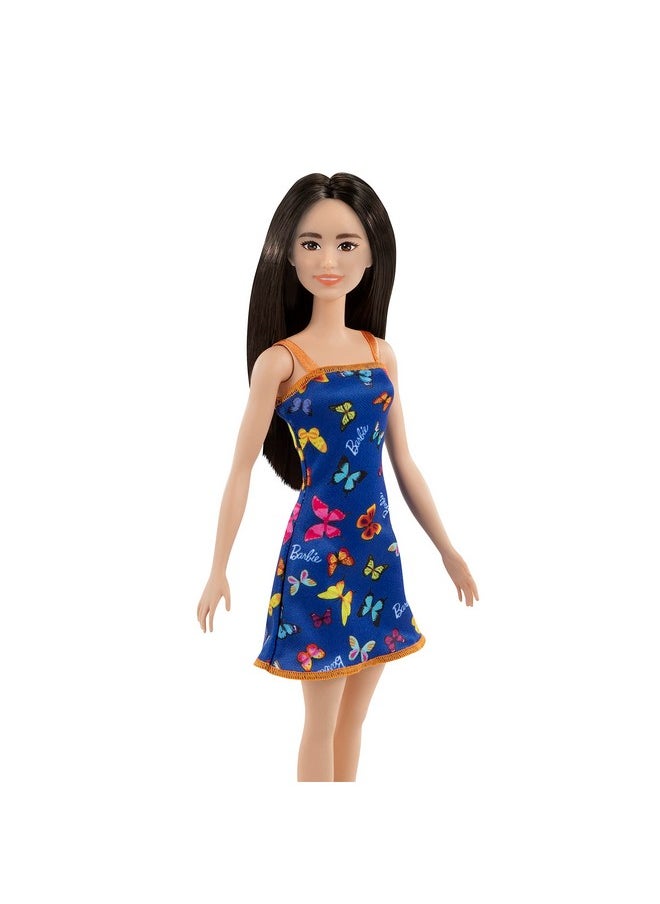 Doll (11.5 Inches) With Colorful Butterfly Logo Print Blue Dress & Strappy Heels, Great Gift For Ages 3 Years Old & Up