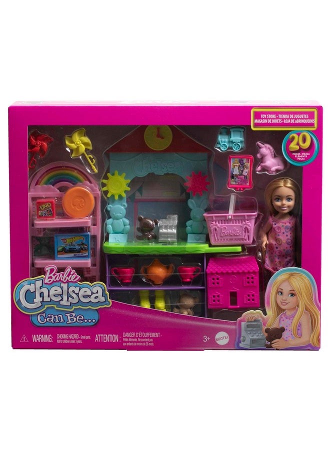 Chelsea Can Be… Toy Store Playset With Small Blonde Doll, Counter & Display Furniture & 15 Accessories, Like Mini Toys