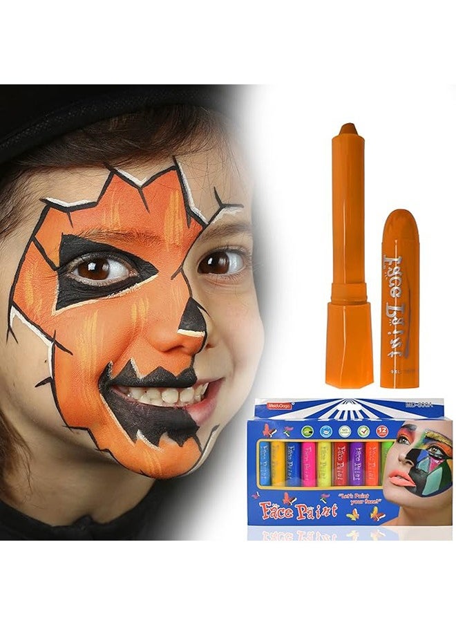Face Paint Crayons, 12 Colors Face Paints for Children  Make Up Set, Washable Make Up Set Body Painting for Boys Girls, Non-Toxic, Party Cosplay Face Paint Crayons for Ages 3+