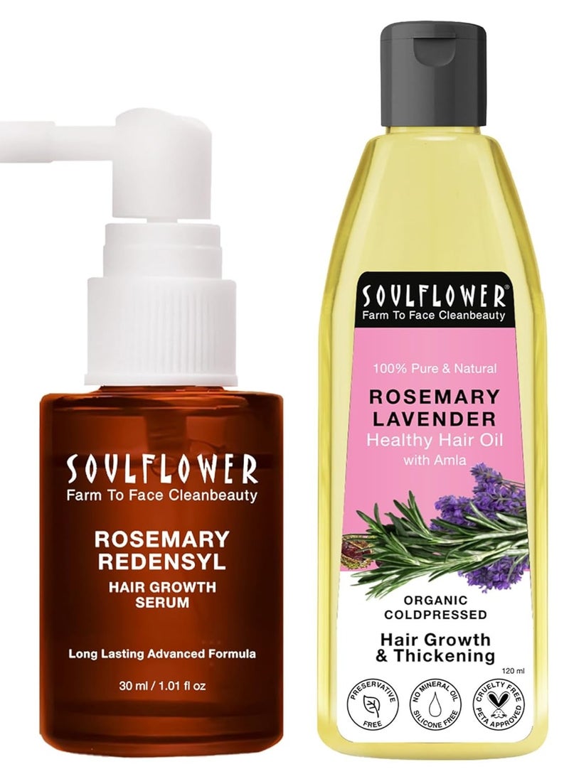 Soulflower Rosemary Redensyl Hair Growth Serum 30ml with 4% Anagain, 1% Melanogray, Caffeine, Biotin, Keratin, Tea Tree, Chia Seeds & Rice Water &...