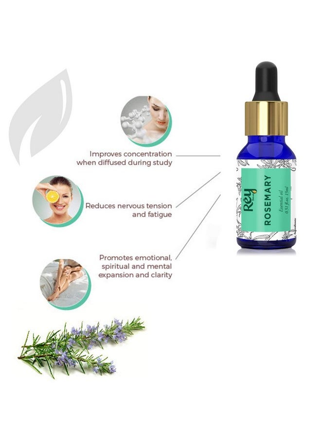 Tea Tree Oil & Rosemary Oil For Hair Growth & Dandruff Control | Pure Essential Oil For Hair, Face & Skin Care | For All Skin & Hair Types - 15Ml*2