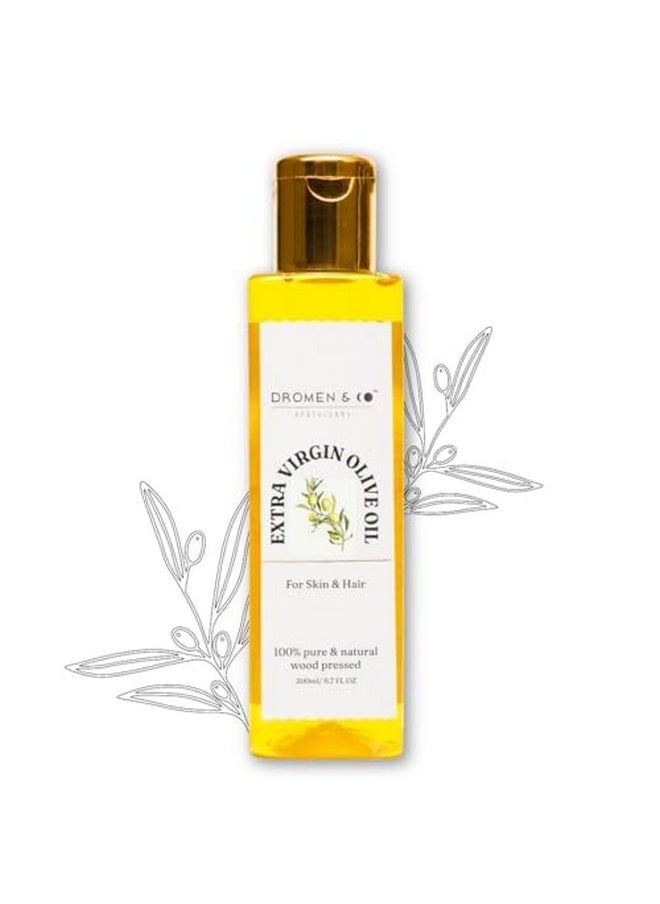 Extra Virgin Olive Oil For Skin And Hair | 100% Pure & Natural Wood Pressed | Repairs Damaged Skin | Reduces Split-Ends, Hair Breakage & Dandruff- 200 Ml