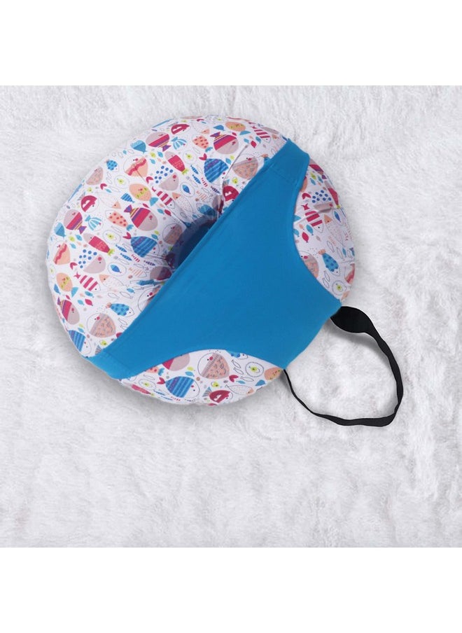 5In1 Baby Feeding Pillow With 100% Cotton Detachable Cover | With Belt And Baby Hoop | Breastfeeding Pillow | Nursing Pillow (Colorful Fishes,Multicolor)