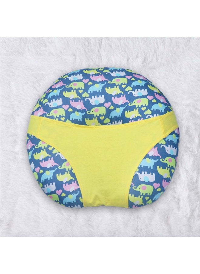 5In1 Baby Feeding Pillow With 100% Cotton Detachable Cover | Belt And Hoop Breastfeeding Nursing Pillow, Dancing Elephants,Multicolour