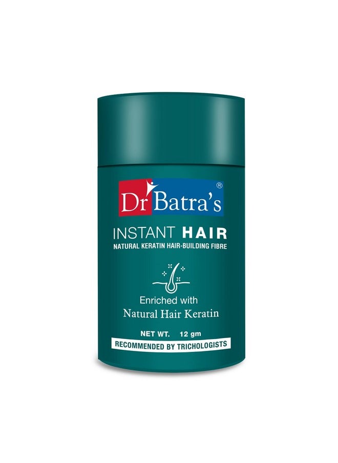 Instant Hair Natural Keratin Hair Building Fibre For Unisex Hair Volume Powder Instant Volume For Thin Hair, Hair Volume Powder For Men & Women (12G - Dark Brown, Pack Of 1)